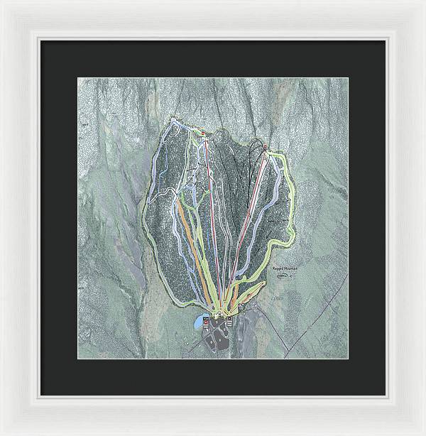 Ragged Mountain Ski Trail Map - Framed Print - Powderaddicts