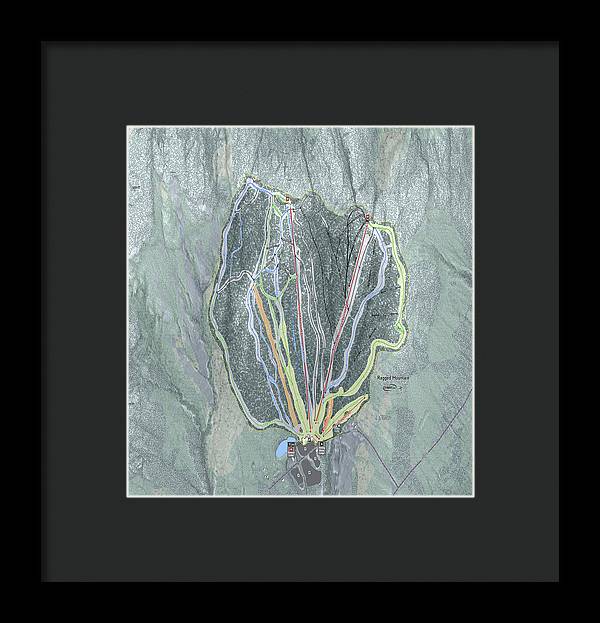 Ragged Mountain Ski Trail Map - Framed Print - Powderaddicts