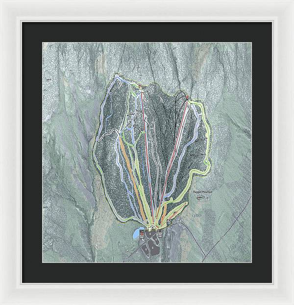 Ragged Mountain Ski Trail Map - Framed Print - Powderaddicts