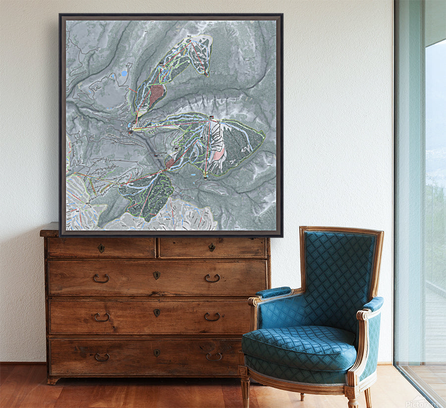 Yellow stoneClub Montana Ski Resort Map Wall Art