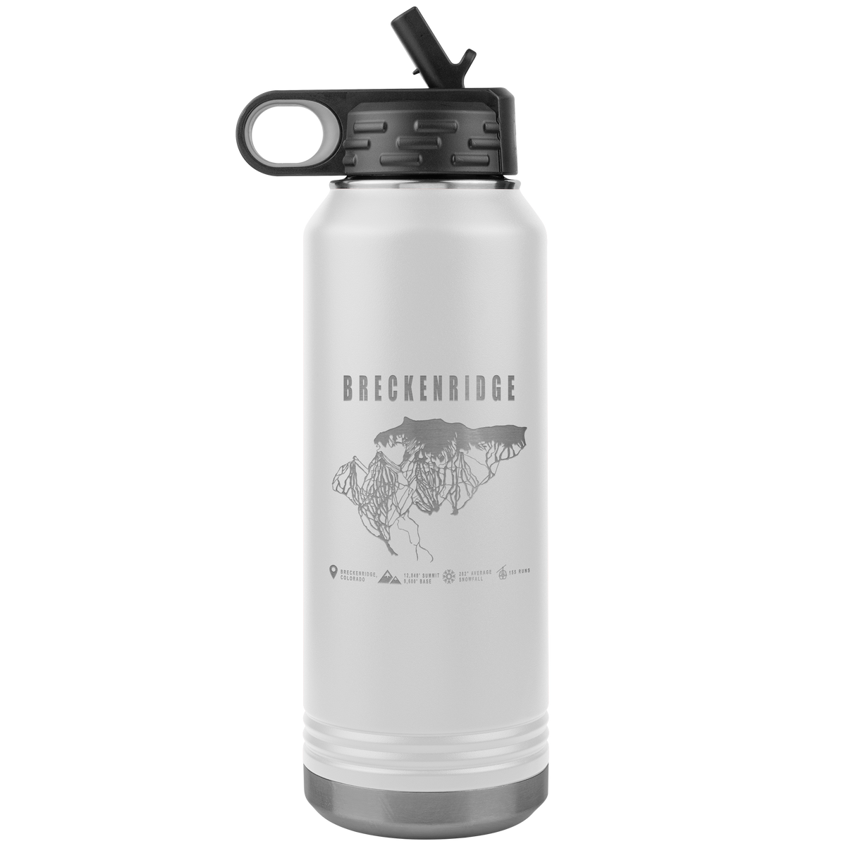 Breckenridge Colorado Ski Trail Map 32oz Water Bottle Tumbler - Powderaddicts