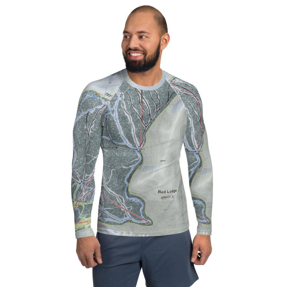 Red Lodge, Montana Ski Trail Map Men's Base Layer Top - Powderaddicts