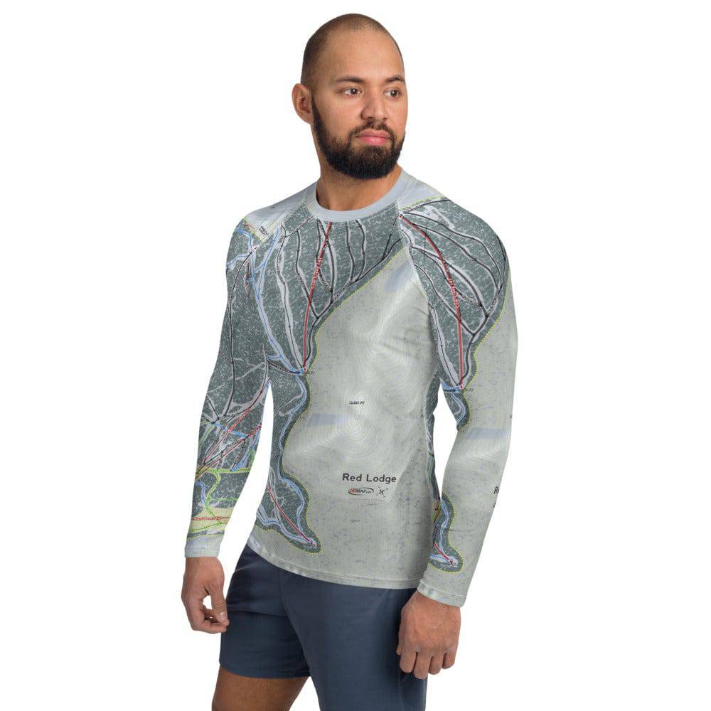 Red Lodge, Montana Ski Trail Map Men's Base Layer Top - Powderaddicts
