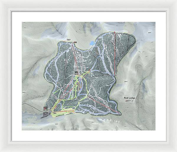 Red Lodge Ski Trail Map - Framed Print - Powderaddicts