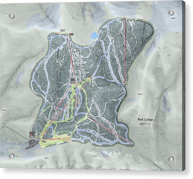 Red Lodge Ski Trail Map - Acrylic Print - Powderaddicts