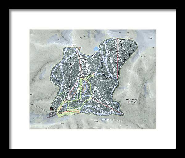 Red Lodge Ski Trail Map - Framed Print - Powderaddicts
