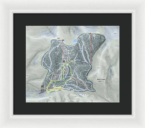 Red Lodge Ski Trail Map - Framed Print - Powderaddicts