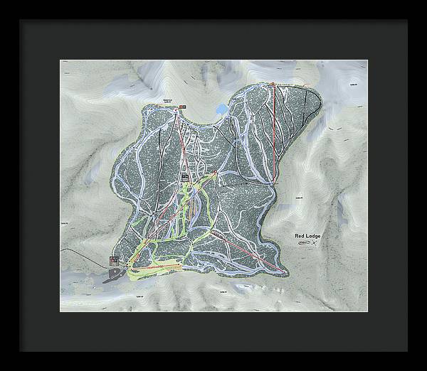 Red Lodge Ski Trail Map - Framed Print - Powderaddicts
