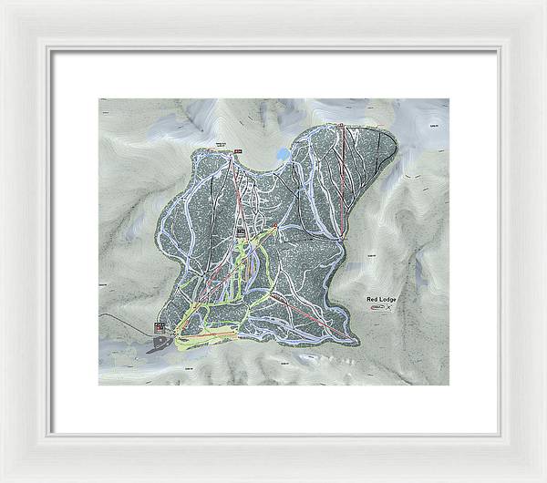 Red Lodge Ski Trail Map - Framed Print - Powderaddicts