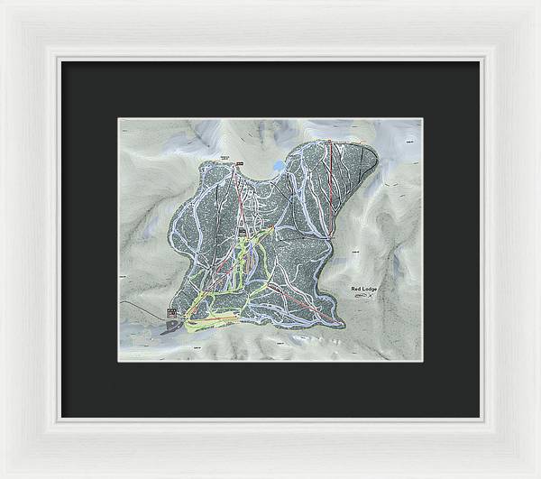 Red Lodge Ski Trail Map - Framed Print - Powderaddicts