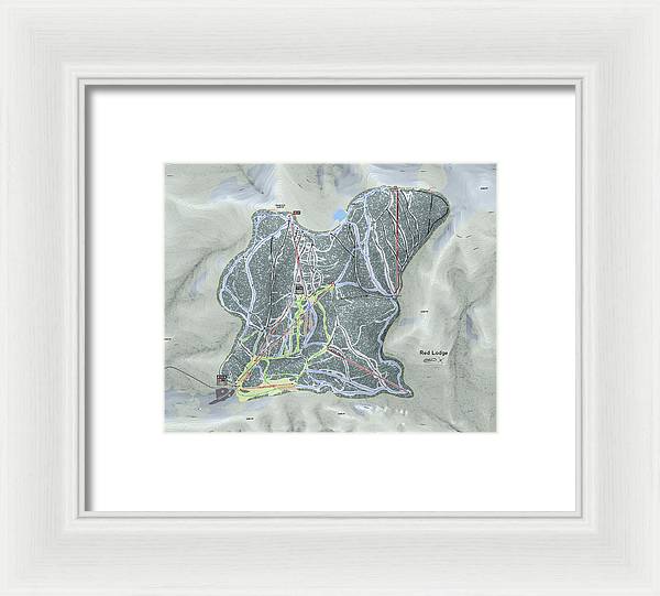 Red Lodge Ski Trail Map - Framed Print - Powderaddicts