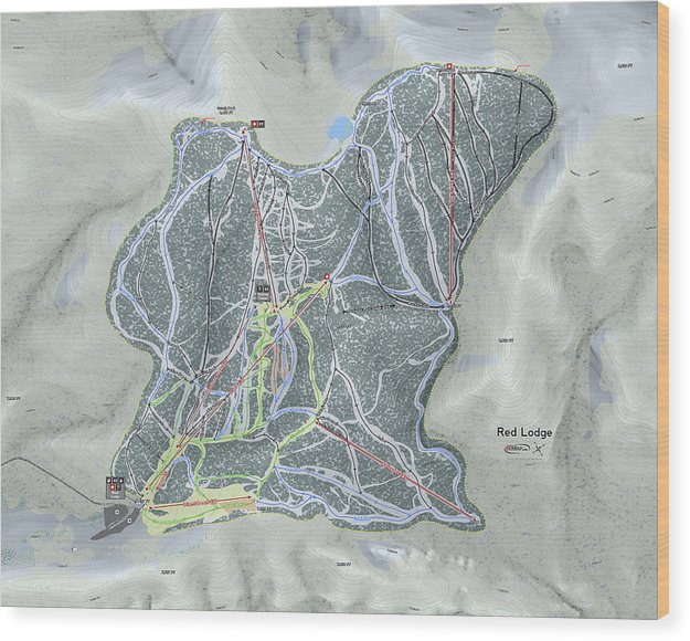Red Lodge Ski Trail Map - Wood Print - Powderaddicts