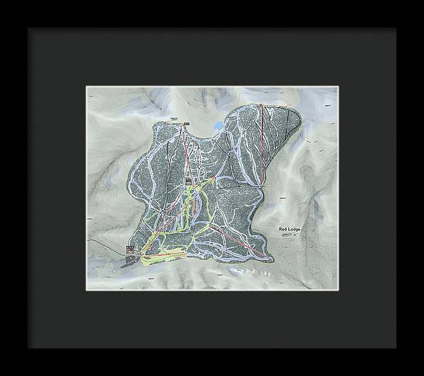 Red Lodge Ski Trail Map - Framed Print - Powderaddicts