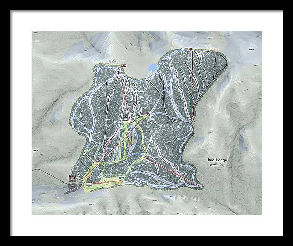 Red Lodge Ski Trail Map - Framed Print - Powderaddicts