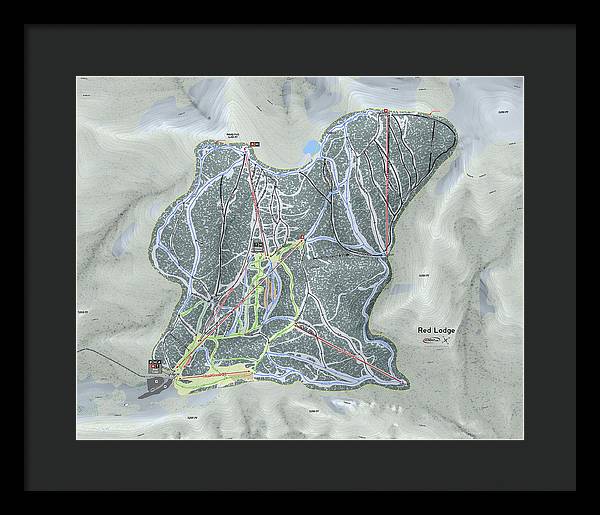 Red Lodge Ski Trail Map - Framed Print - Powderaddicts
