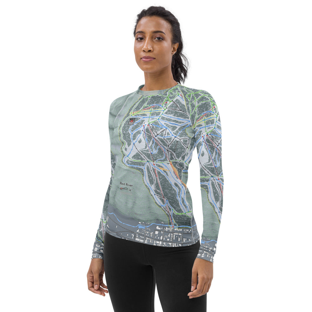 Red River, New Mexico Ski Trail Map Women&#39;s Base Layer Top - Powderaddicts