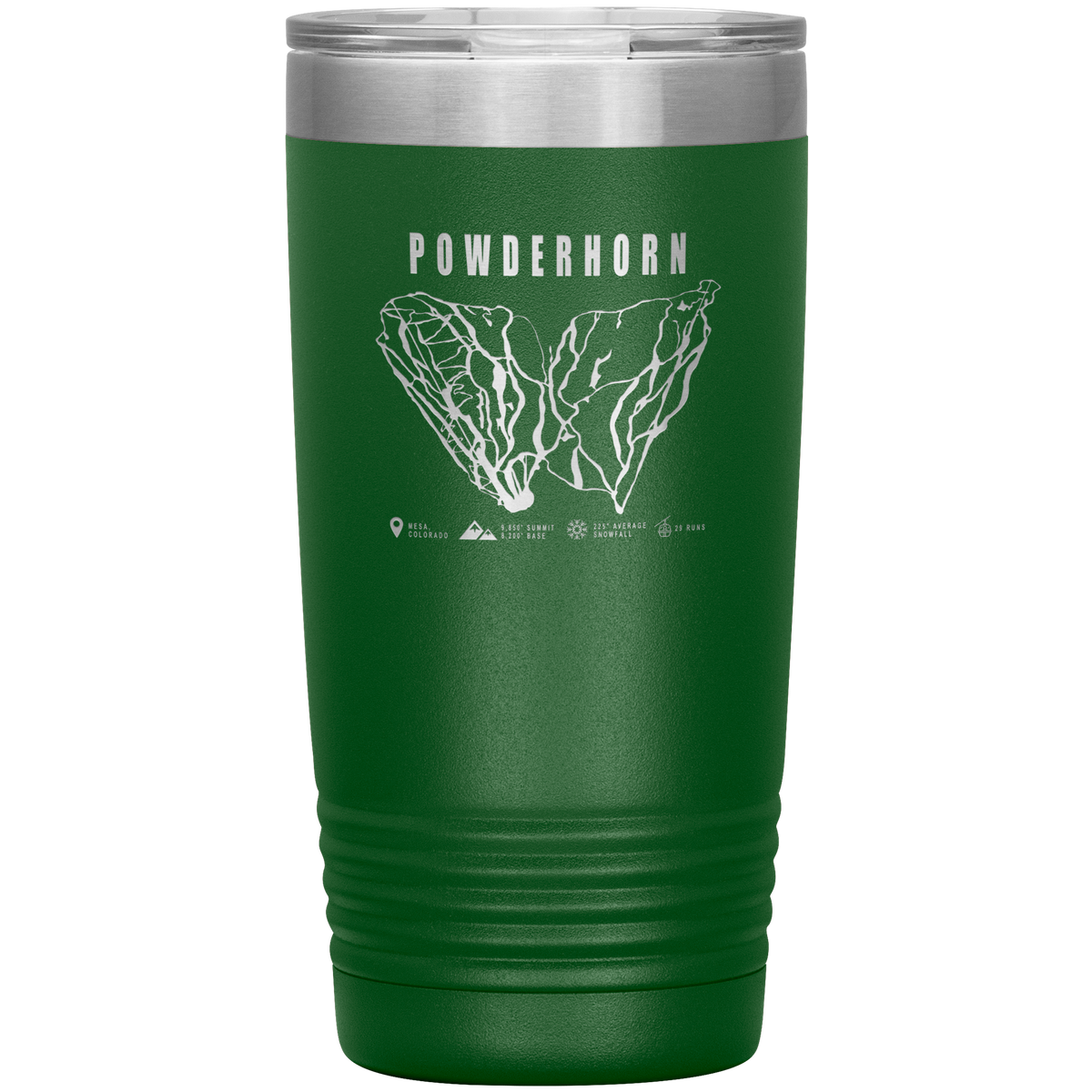 Powderhorn Colorado Ski Trail Map 20oz Tumbler - Powderaddicts