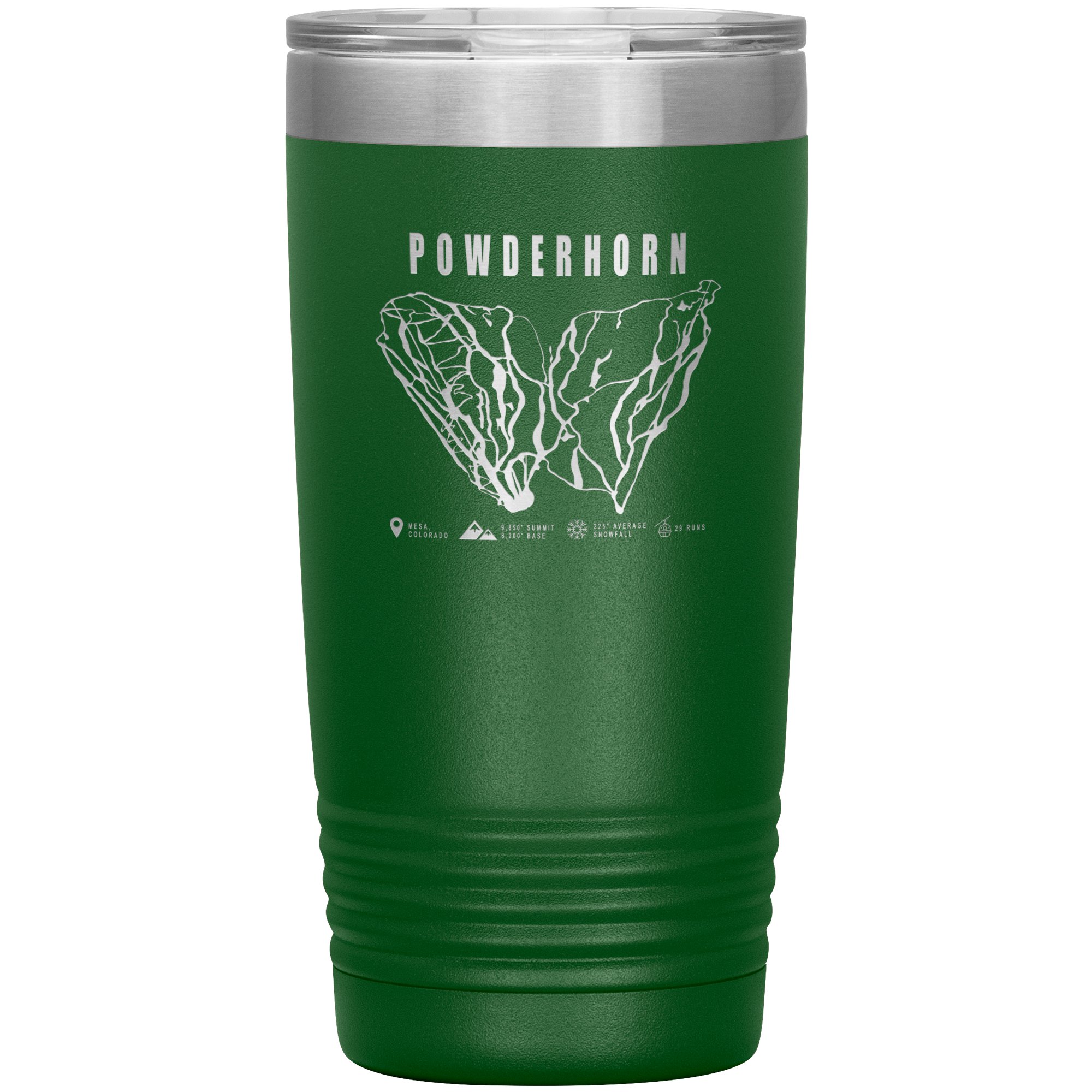 Powderhorn Colorado Ski Trail Map 20oz Tumbler - Powderaddicts