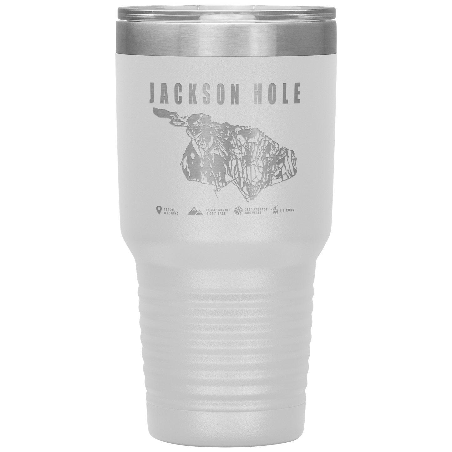 Jackson Hole Wyoming Ski Trail Map 30oz Tumbler - Powderaddicts
