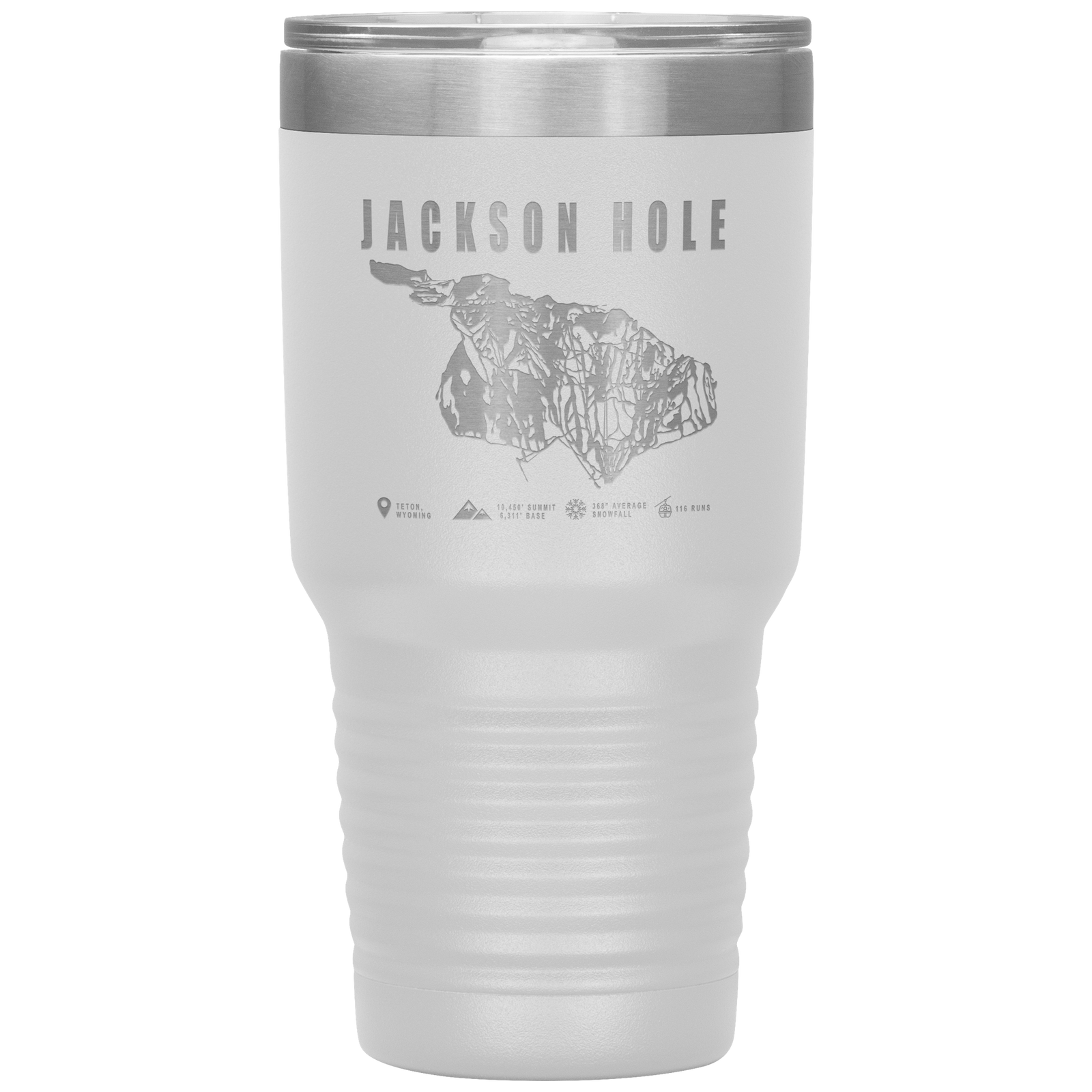 Jackson Hole Wyoming Ski Trail Map 30oz Tumbler - Powderaddicts