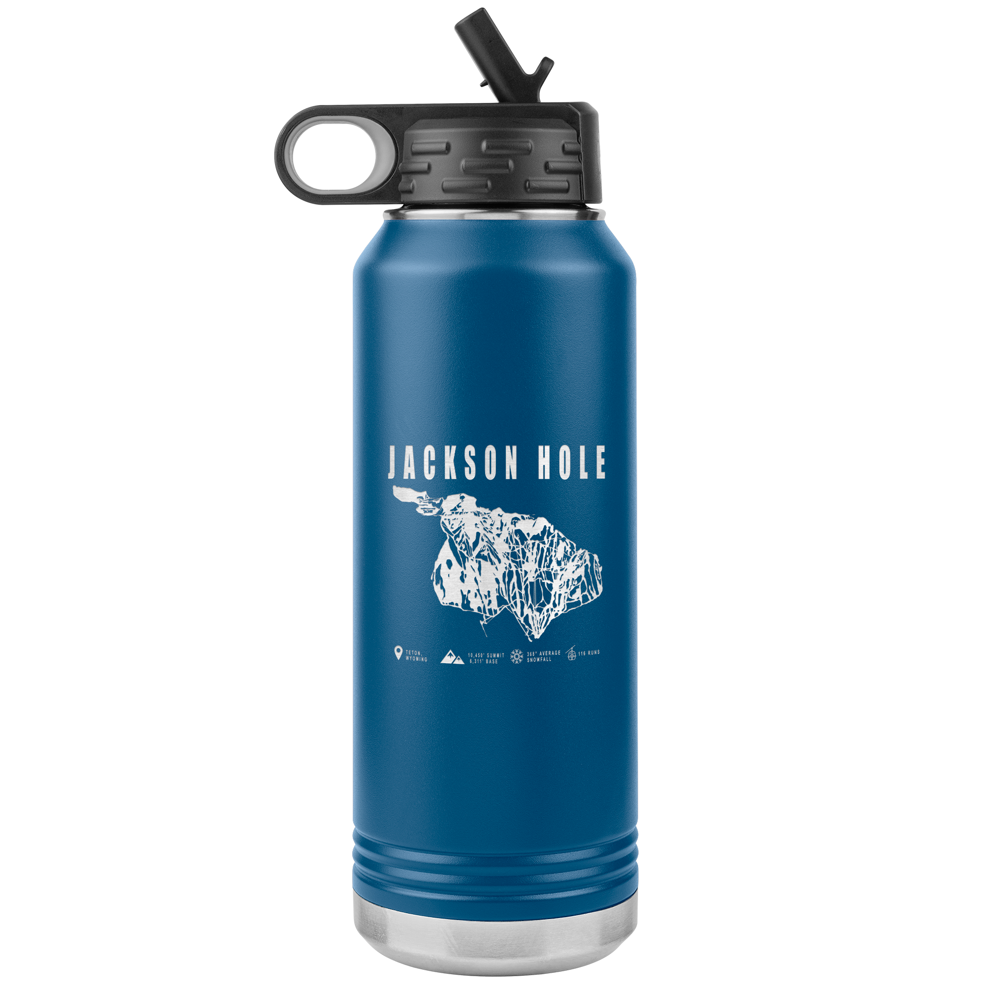 Jackson Hole Wyoming Ski Trail Map 32oz Water Bottle Tumbler - Powderaddicts