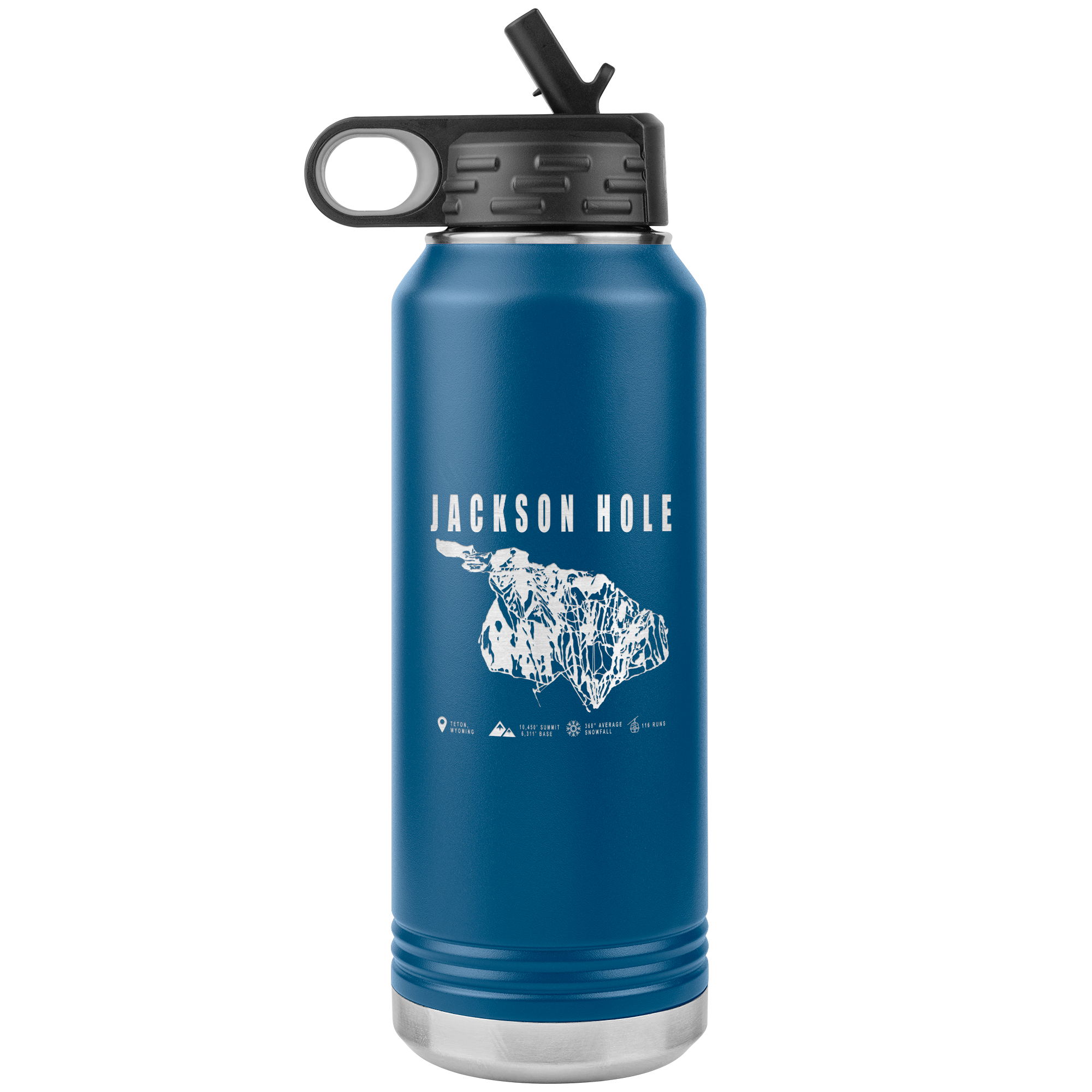 Jackson Hole Wyoming Ski Trail Map 32oz Water Bottle Tumbler