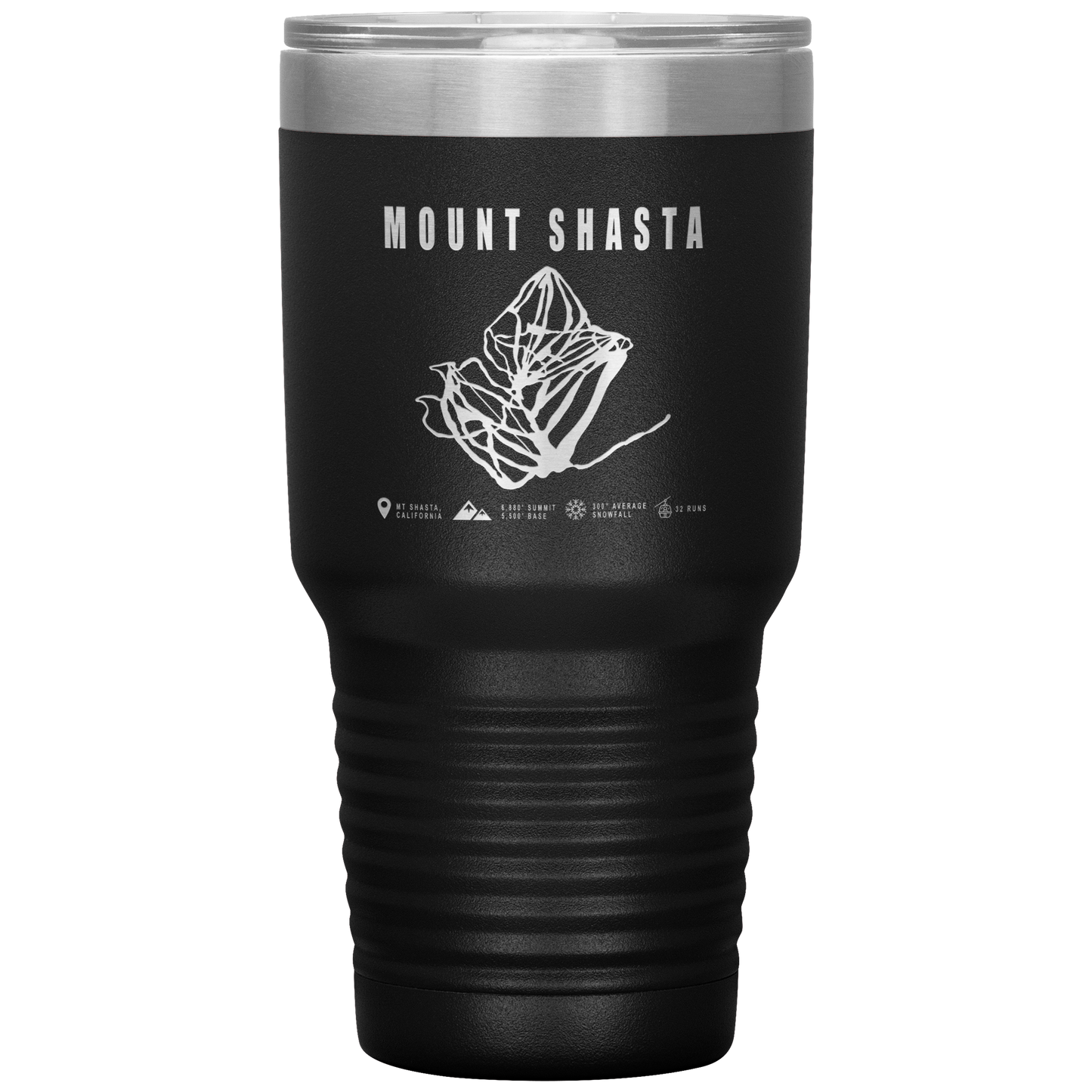 Mount Shasta, California Ski Trail Map 30oz Tumbler - Powderaddicts