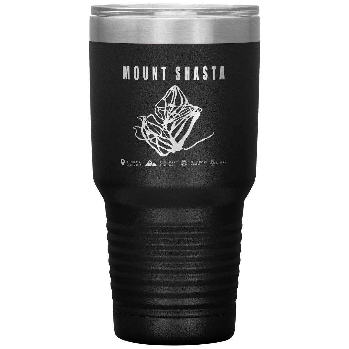 Mount Shasta, California Ski Trail Map 30oz Tumbler - Powderaddicts