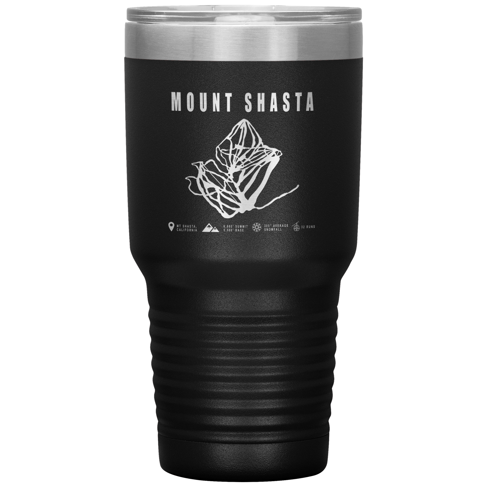 Mount Shasta, California Ski Trail Map 30oz Tumbler - Powderaddicts