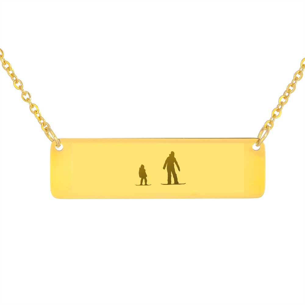 RIDING FAMILY - 1 Mom, 1 Child  | PERSONALIZED BAR PENDANT NECKLACE - Powderaddicts