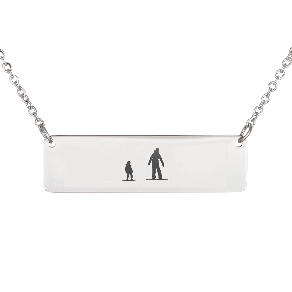 RIDING FAMILY - 1 Mom, 1 Child  | PERSONALIZED BAR PENDANT NECKLACE - Powderaddicts