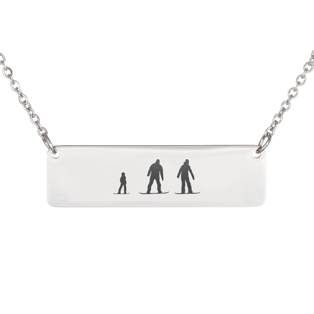 RIDING FAMILY - 1 MOM, 1 DAD, 1 Child | PERSONALIZED BAR PENDANT NECKLACE - Powderaddicts