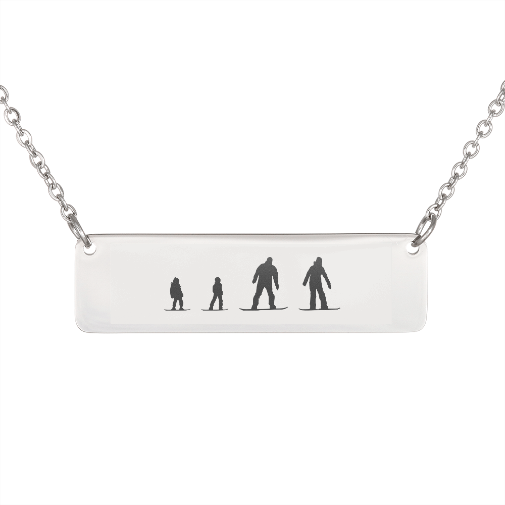 RIDING FAMILY - 1 Mom, 1 Dad, 2 Child | Personalized Bar Pendant Necklace - Powderaddicts