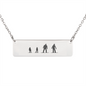 RIDING FAMILY - 1 Mom, 1 Dad, 2 Child | Personalized Bar Pendant Necklace - Powderaddicts