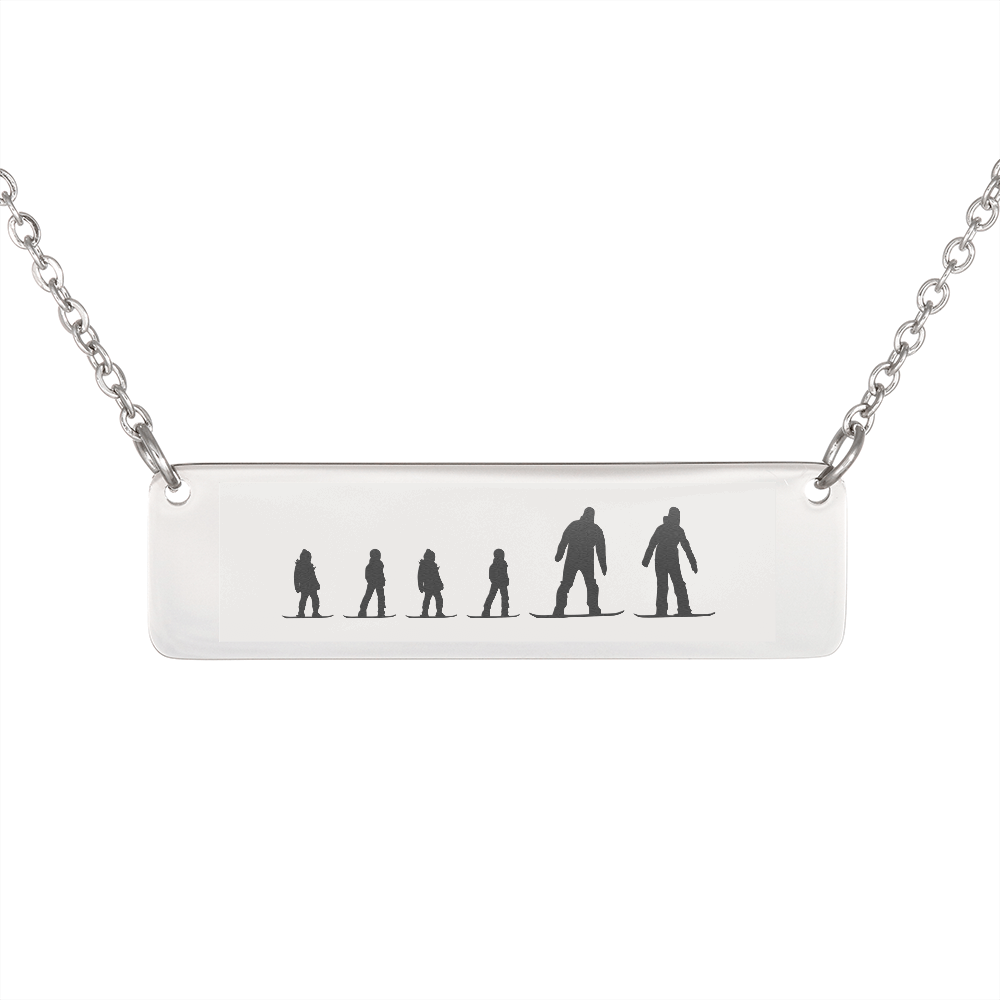 RIDING FAMILY - 1 Mom, 1 Dad, 4 Children | PERSONALIZED BAR PENDANT NECKLACE - Powderaddicts