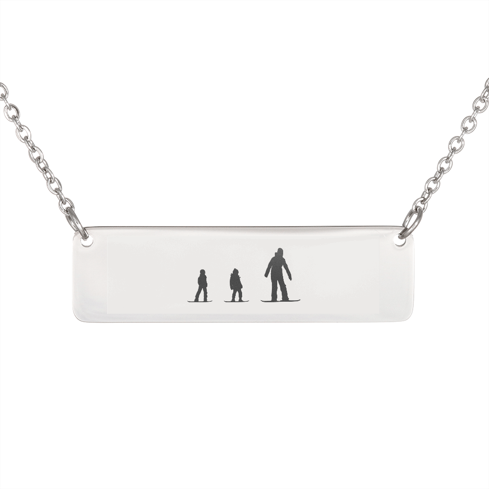 RIDING FAMILY - 1 Mom, 2 Children  | PERSONALIZED BAR PENDANT NECKLACE - Powderaddicts