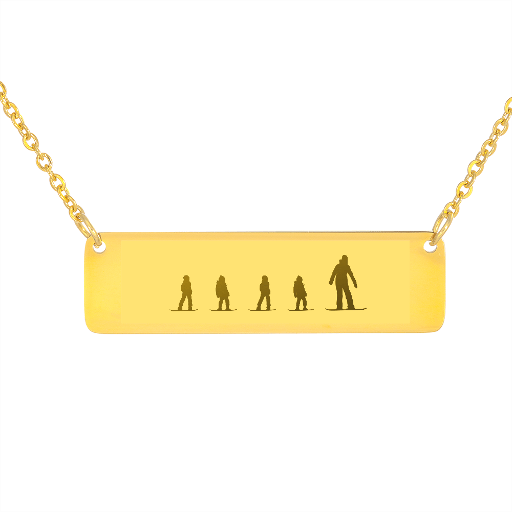 RIDING FAMILY - 1 Mom, 4 Children  | PERSONALIZED BAR PENDANT NECKLACE - Powderaddicts