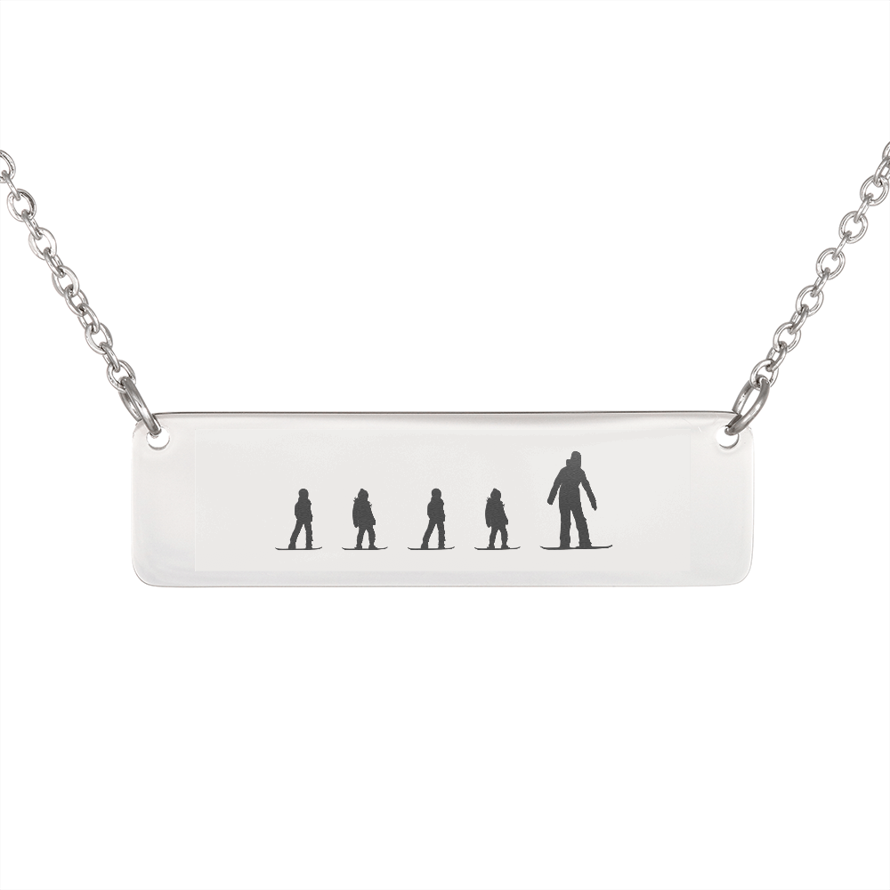 RIDING FAMILY - 1 Mom, 4 Children  | PERSONALIZED BAR PENDANT NECKLACE - Powderaddicts