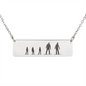 Riding Snowboarding Family - 1 Mom, 1 Dad, 3 Kids | Personalized Bar Pendant Necklace - Powderaddicts