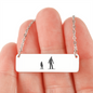 Riding Snowboarding Family - 1 Mom, 1 Kid | Personalized Bar Pendant Necklace - Powderaddicts
