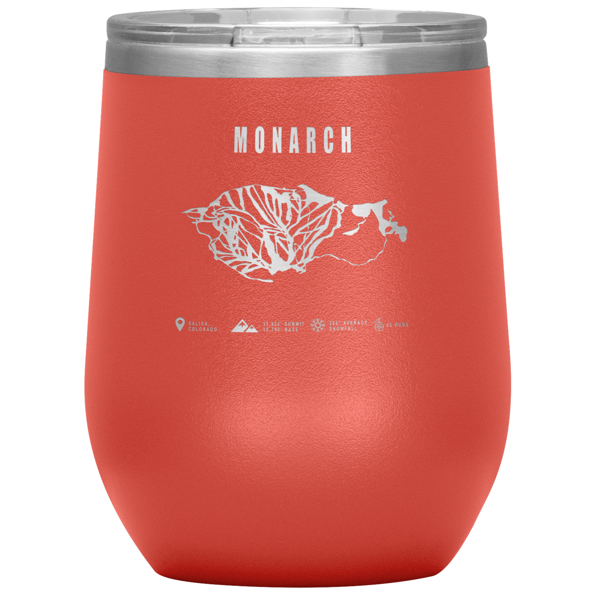 Monarch Colorado Ski Trail Map Wine 12oz Tumbler - Powderaddicts