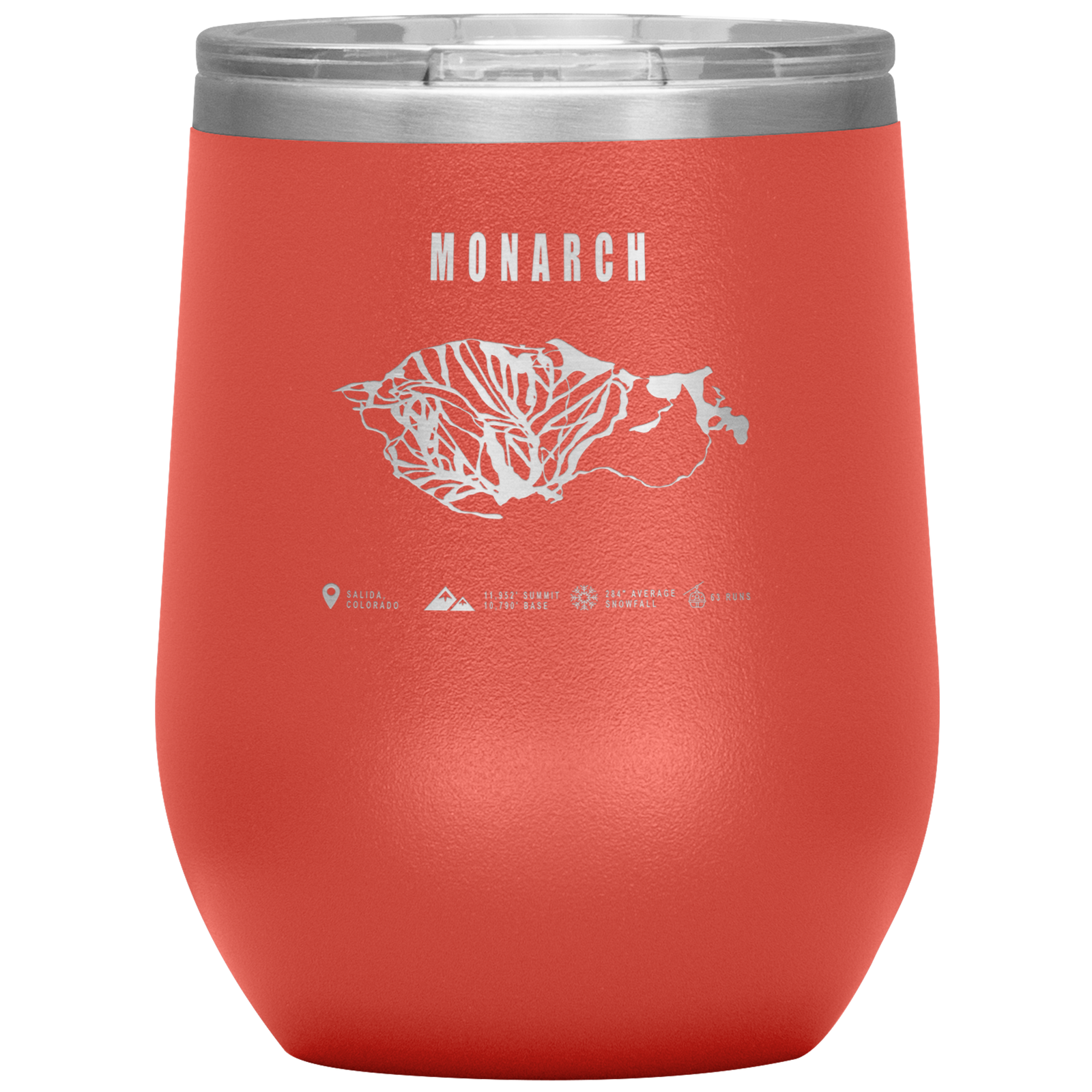 Monarch Colorado Ski Trail Map Wine 12oz Tumbler - Powderaddicts