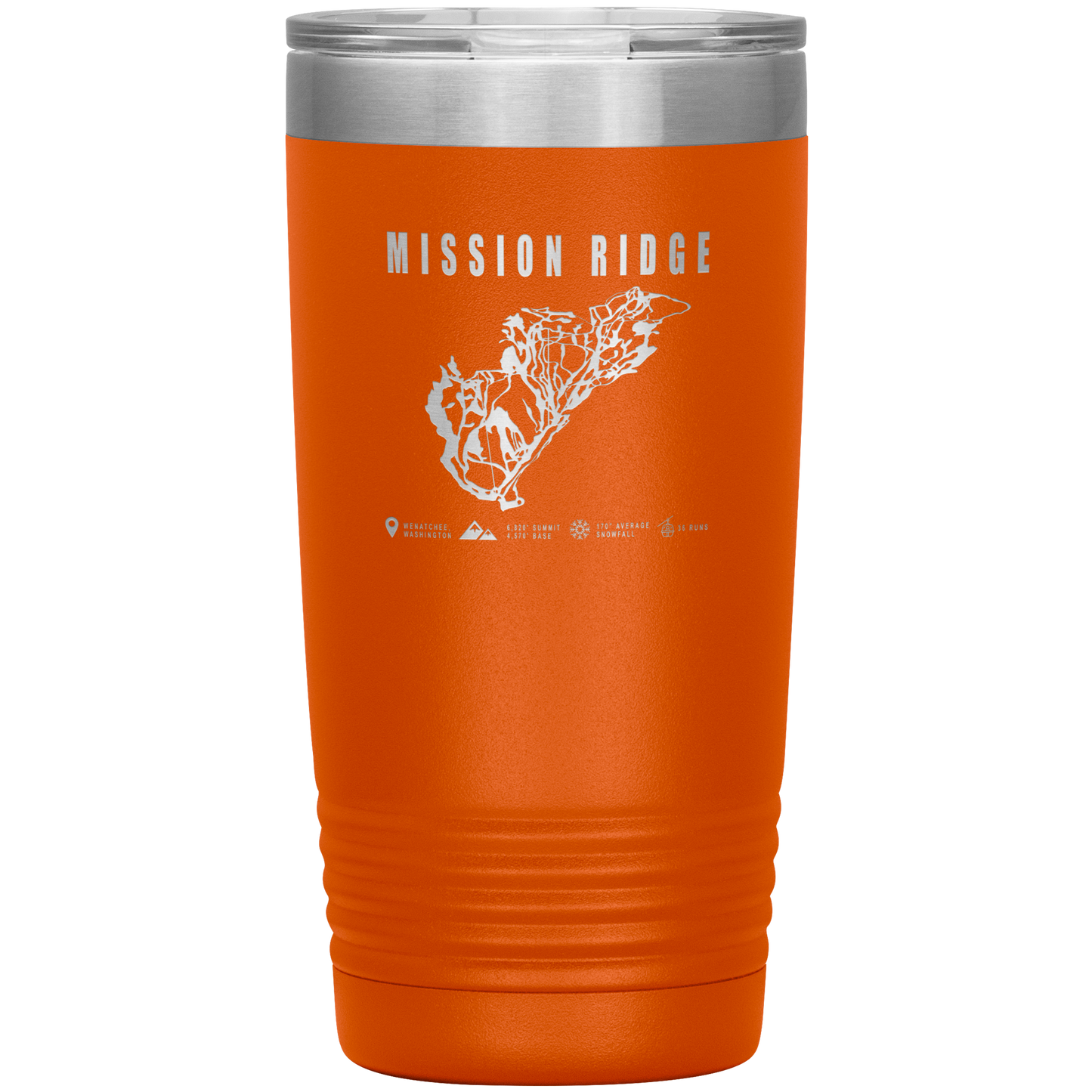 Mission Ridge, Washington Ski Trail Map 20oz Tumbler - Powderaddicts