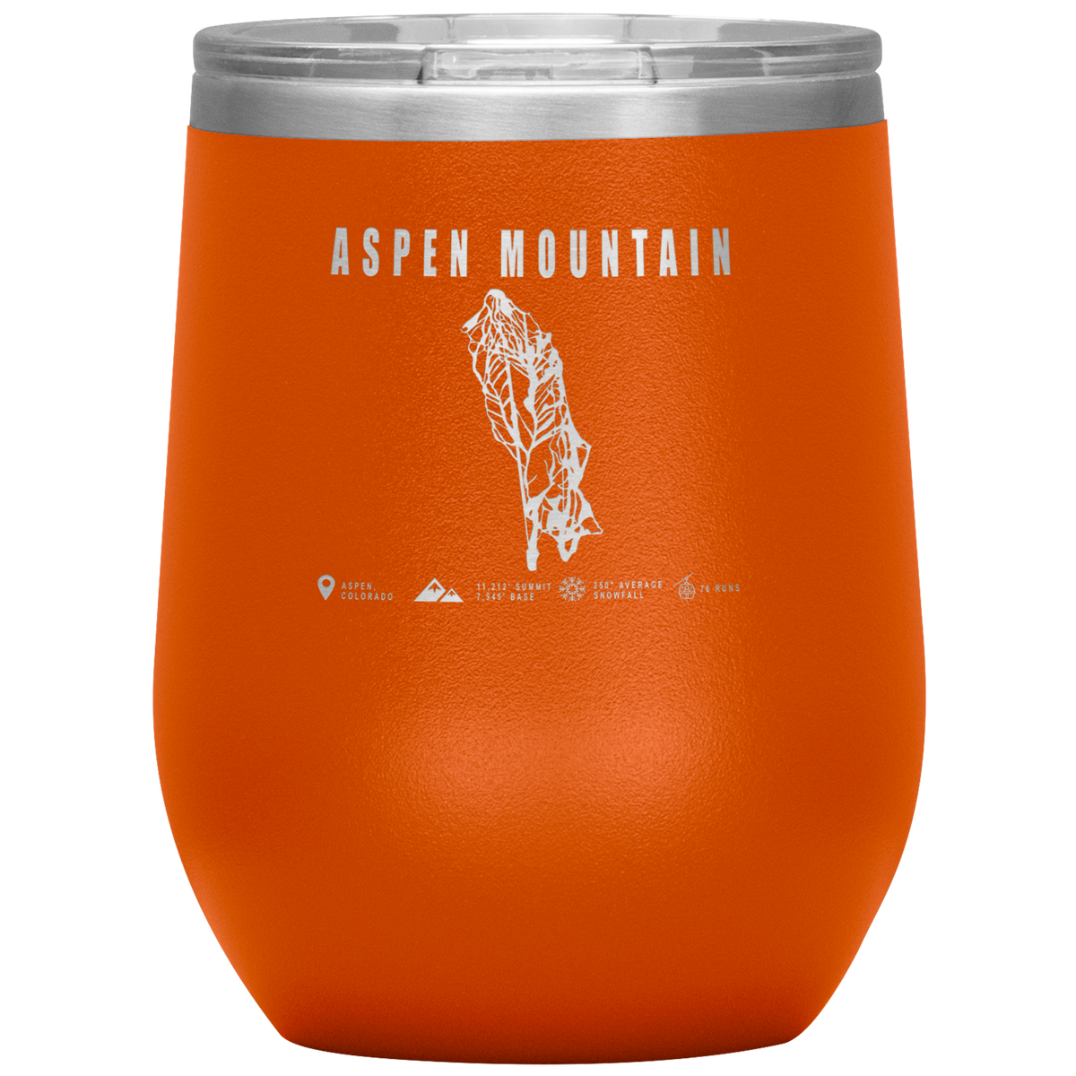 Aspen Mountain Colorado Ski Trail Map Wine 12oz Tumbler - Powderaddicts