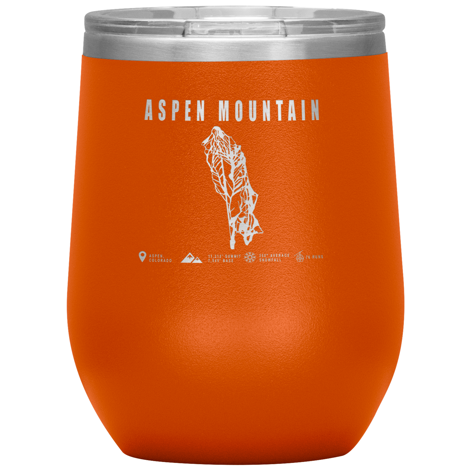 Aspen Mountain Colorado Ski Trail Map Wine 12oz Tumbler - Powderaddicts