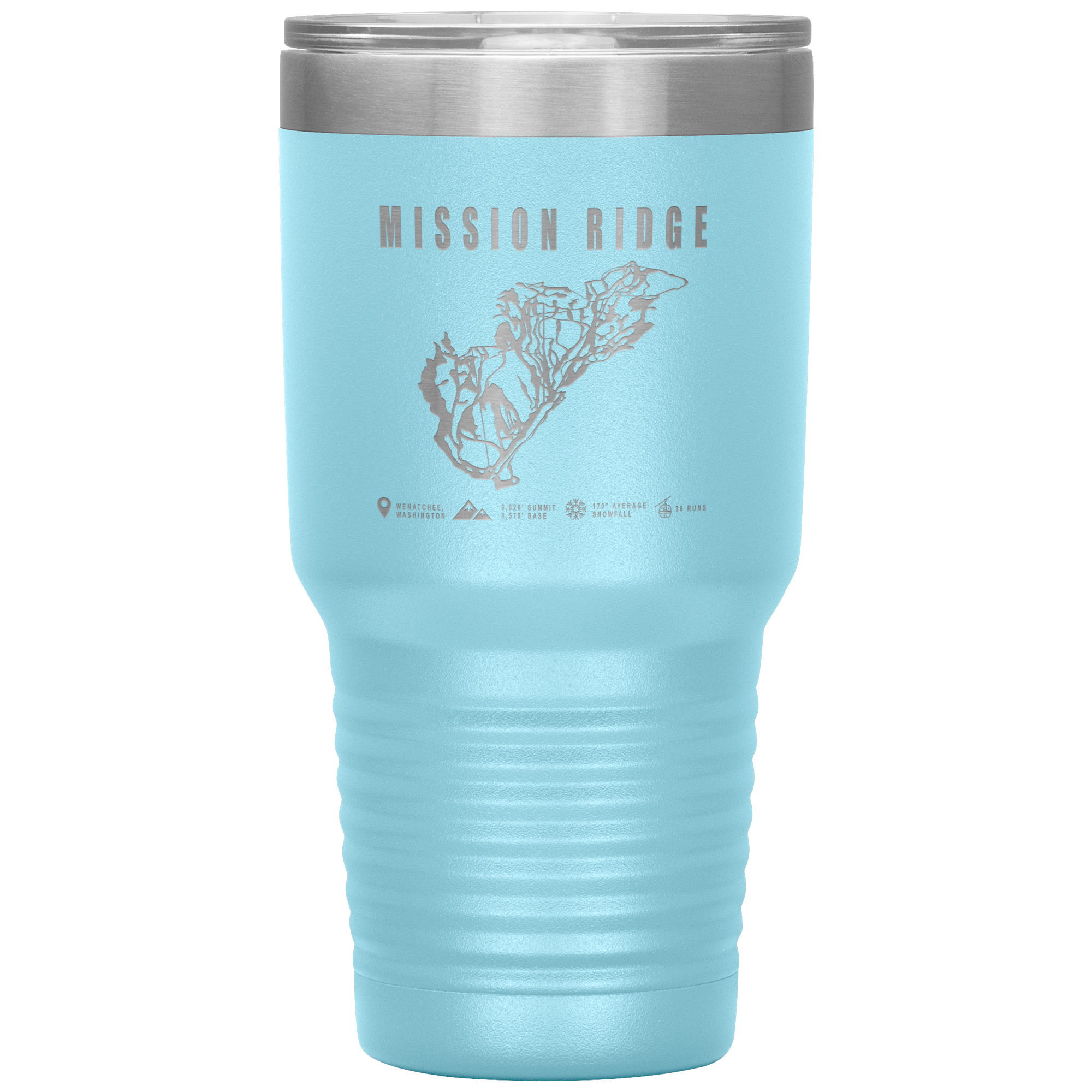 Mission Ridge, Washington Ski Trail Map 30oz Tumbler - Powderaddicts