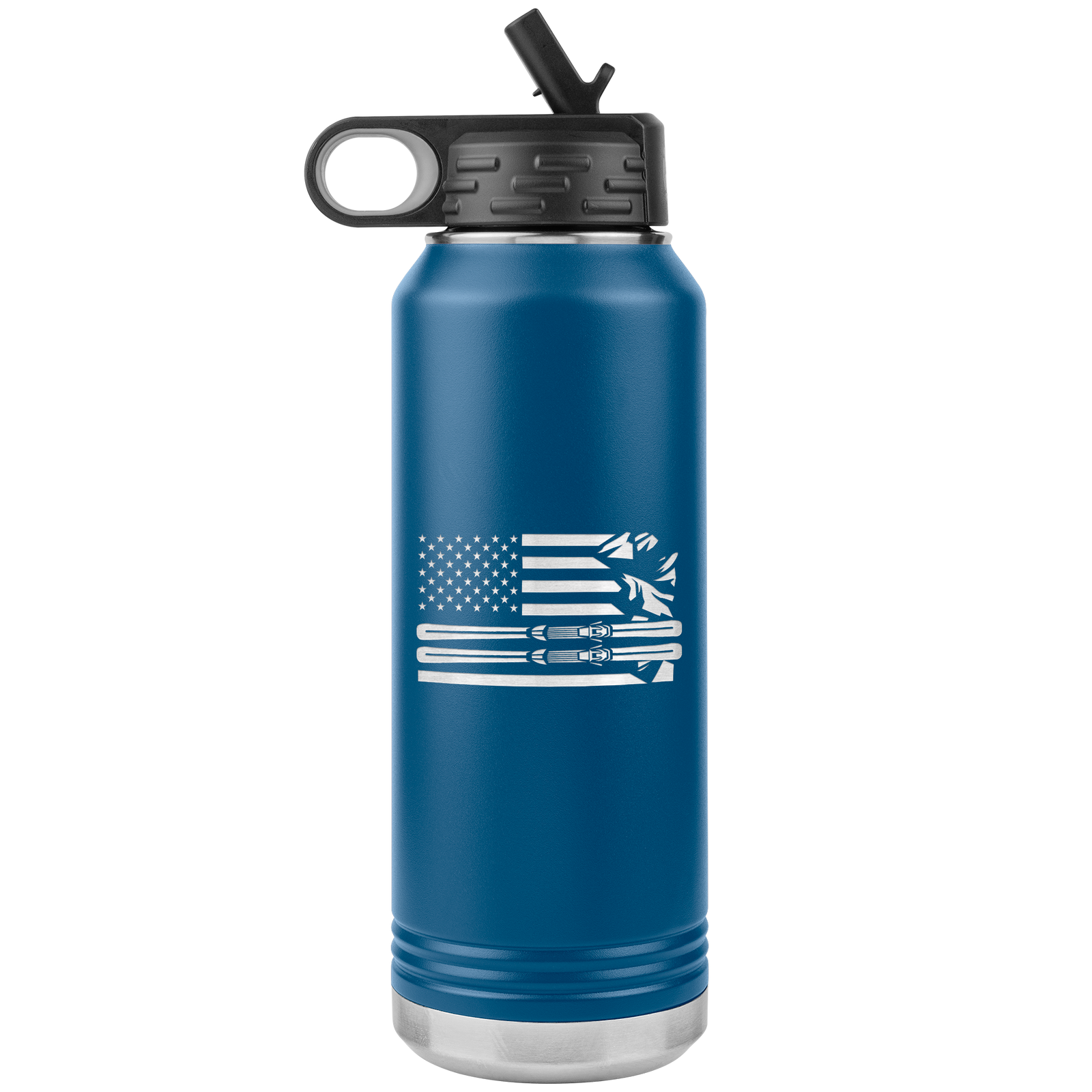 USA Ski Flag 32oz Water Bottle Tumbler - Powderaddicts