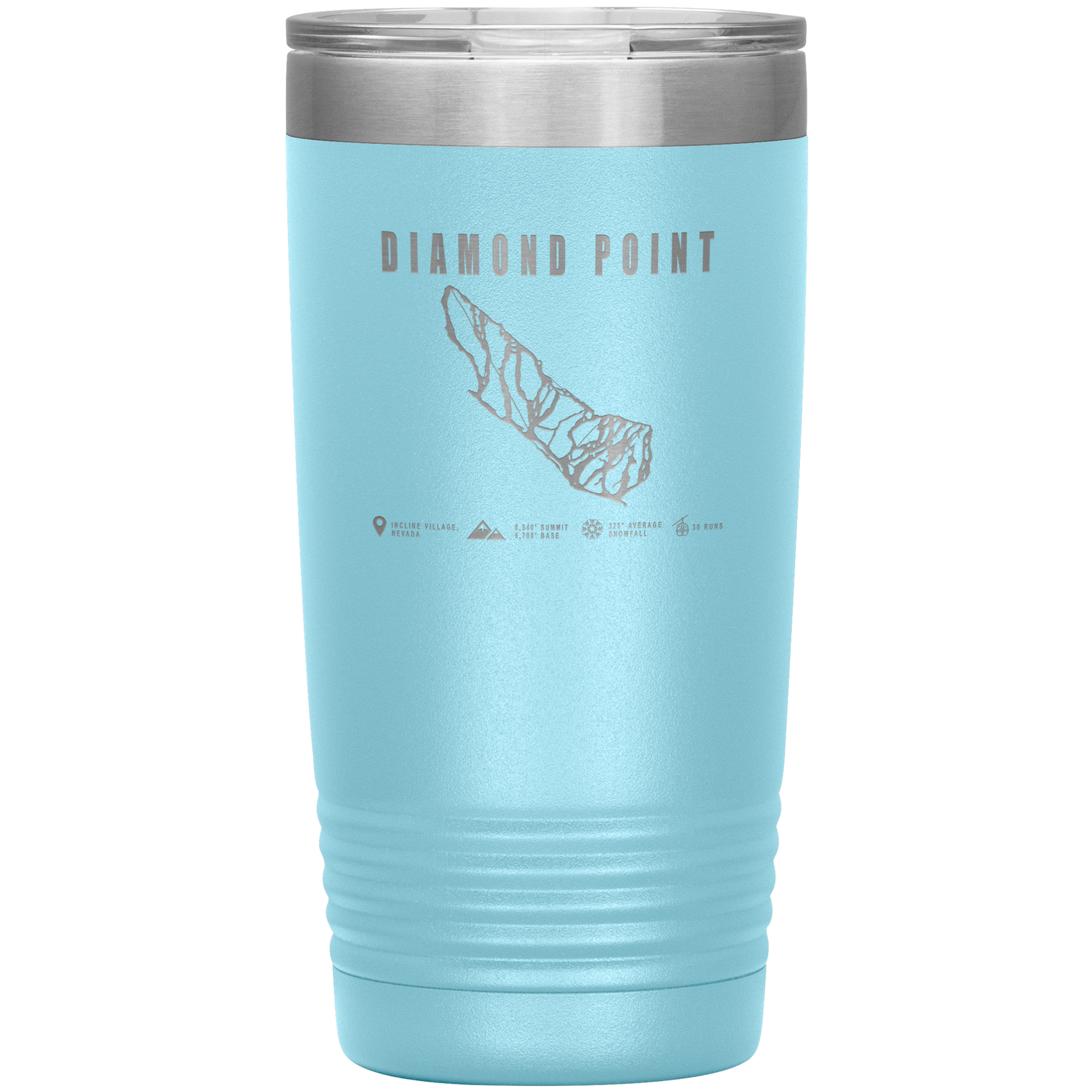 Diamond Point, Nevada Ski Trail Map 20oz Tumbler - Powderaddicts