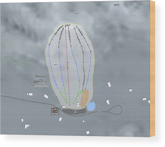 Rotarun Ski Trail Map - Wood Print - Powderaddicts