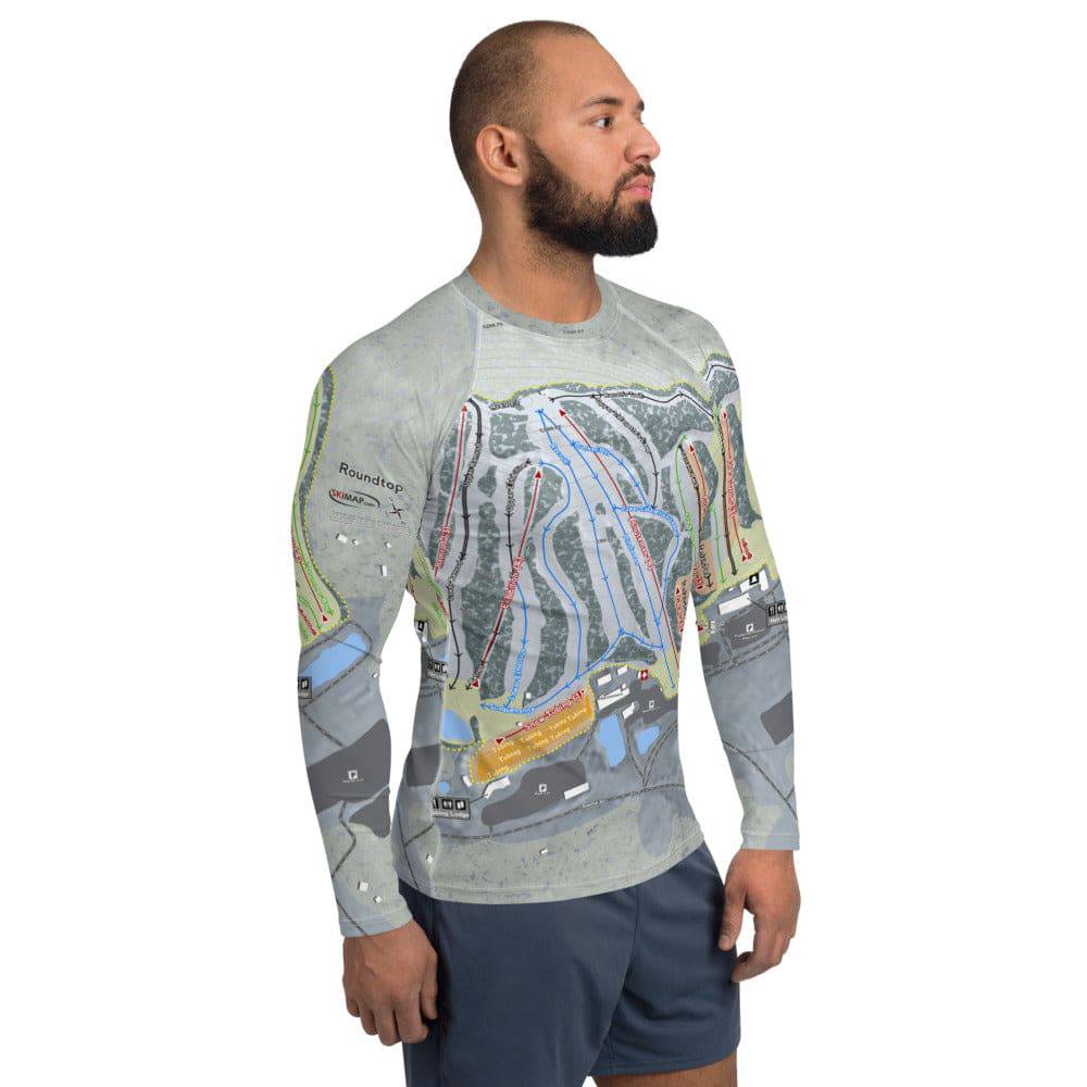 Roundtop, Pennsylvania Ski Trail Map Men's Base Layer Top - Powderaddicts